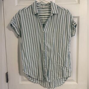 Beachlunchlounge Green and White Striped Top